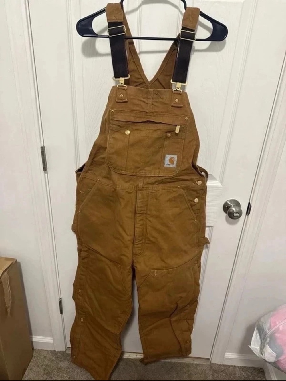 Carhartt R41 Brown Quilt Lined Bib Overalls 42x28